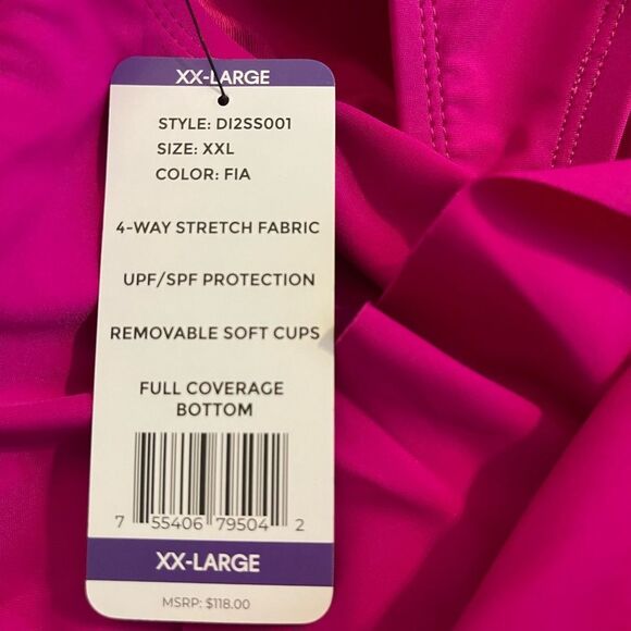 ☀️☀️☀️ DKNY FUSCIA Ruffle Tankini with Full Coverage Bottom - Picture 11 of 12